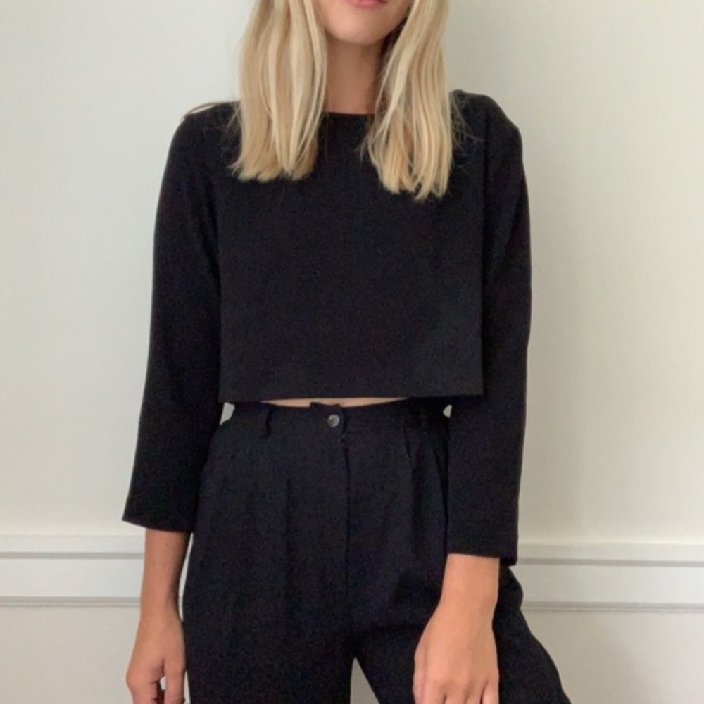 Club Monaco Cropped 3/4 Sleeve Blouse